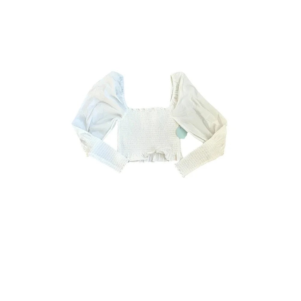 Hill‎ House Home The Grace Nap Top White Smocked Square Neck Puff Sleeve S NWT